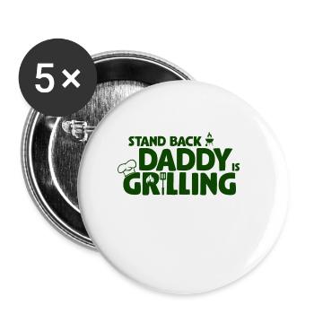 Recule! Papa fait des grillades! Griller, BBQ - Lot de 5 petits badges (25 mm) - blanc - Devant