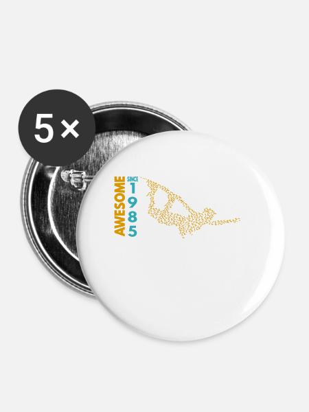 Awesome since 1985. Wakeboard Lifestyle - Buttons klein 25 mm (5er Pack) - Weiß