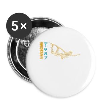 Awesome since 1987. Wakeboard Lifestyle - Buttons klein 25 mm (5er Pack) - Weiß - Vorne