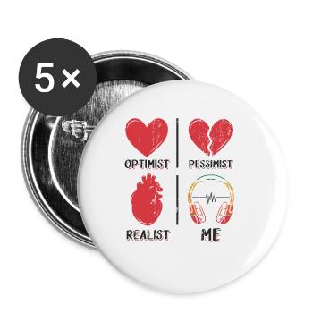 Music Lover DJ Headphones - Buttons small 1''/25 mm (5-pack) - white - Front