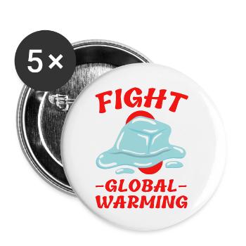 Fight Global Warming - Lot de 5 petits badges (25 mm) - blanc - Devant