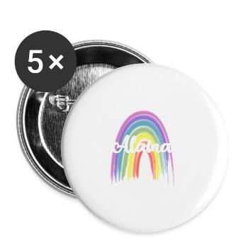 ALAINA Rainbow Cursive - Buttons small 1''/25 mm (5-pack) - white - Front
