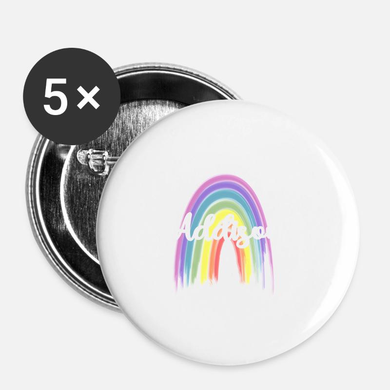 ADDISON Rainbow Cursive - Buttons small 1''/25 mm (5-pack) - white