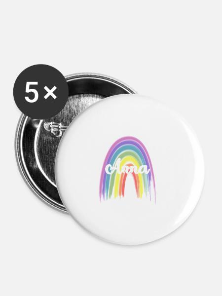 ANNA Rainbow Cursive - Buttons klein 25 mm (5er Pack) - Weiß