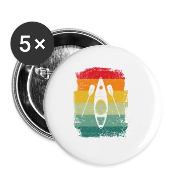 Rétro Kayak Canoë Amateurs Drôle De Kayak - Lot de 5 petits badges (25 mm) - blanc - Devant