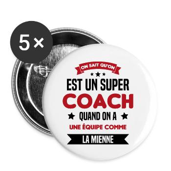 On Sait Qu'on Est Un Super Coach - Lot de 5 petits badges (25 mm) - blanc - Devant