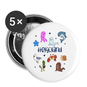 Süße Tiere in Helgoland - Buttons klein 25 mm (5er Pack) - Weiß - Vorne