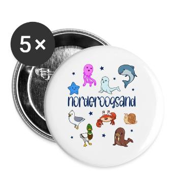 Süße Tiere in Norderoogsand - Buttons klein 25 mm (5er Pack) - Weiß - Vorne