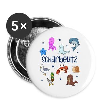 Süße Tiere in Scharbeutz - Buttons klein 25 mm (5er Pack) - Weiß - Vorne