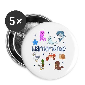 Süße Tiere in Warnemünde - Buttons klein 25 mm (5er Pack) - Weiß - Vorne