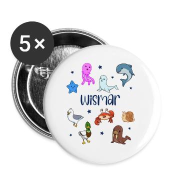 Süße Tiere in Wismar - Buttons klein 25 mm (5er Pack) - Weiß - Vorne