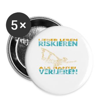 Lieber Leben riskieren, als Hantel verlieren. - Buttons klein 25 mm (5er Pack) - Weiß - Vorne