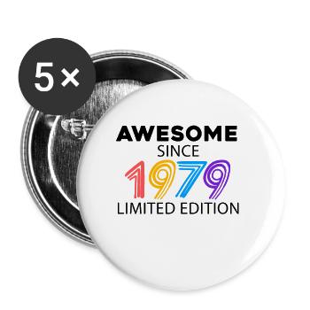 Fantastic since 1979 - born in 1979 - Buttons small 1''/25 mm (5-pack) - white - Front