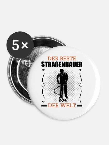 Straßenbauer Beruf Straßenbau Arbeiter Geschenk - Buttons klein 25 mm (5er Pack) - Weiß