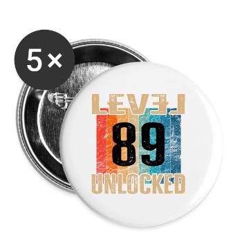 eburtstag Happy Birthday Level Unlocked 89 years - Buttons small 1''/25 mm (5-pack) - white - Front