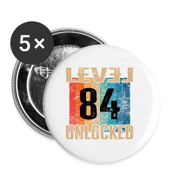 Birthday Happy Birthday Level Unlocked 84 years - Buttons small 1''/25 mm (5-pack) - white - Front