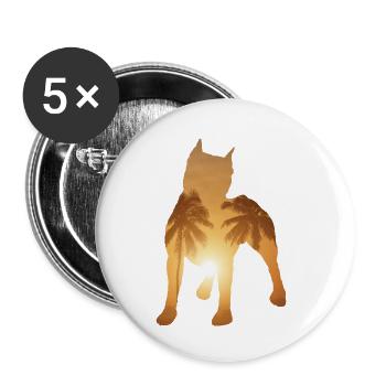 Plage d’été - Pitbull - Lot de 5 petits badges (25 mm) - blanc - Devant