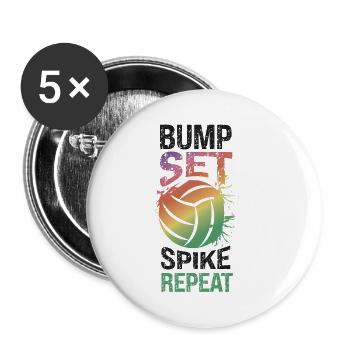 Volleyball Player Team Bump Set - Buttons small 1''/25 mm (5-pack) - white - Front