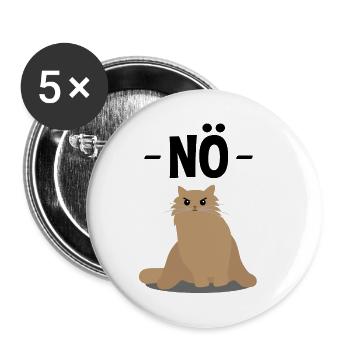 Böse Katze Nö Lustiger Spruch Geschenk - Buttons klein 25 mm (5er Pack) - Weiß - Vorne