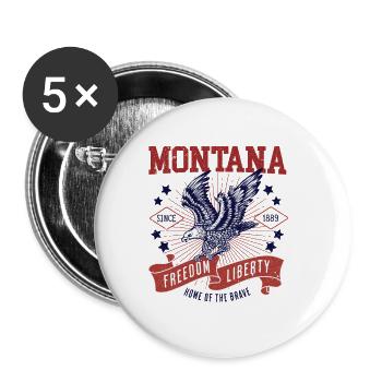 Retro USA Eagle Freedom 1889 Vintage Montana - Buttons small 1''/25 mm (5-pack) - white - Front