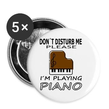 Playing Piano Musical Instrument Piano Gift Idea - Buttons small 1''/25 mm (5-pack) - white - Front