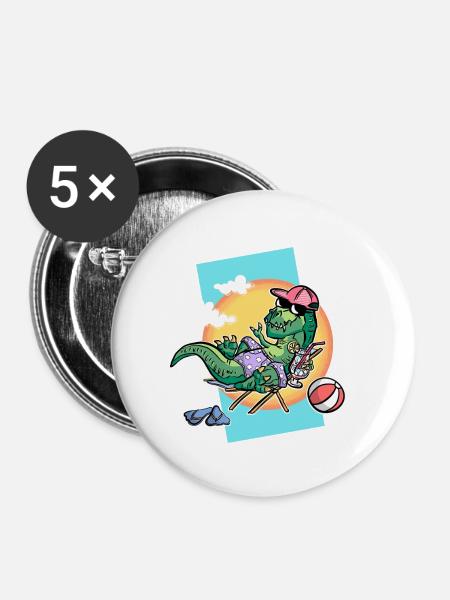 Rex on the Beach - Buttons klein 25 mm (5er Pack) - Weiß