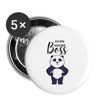 Je suis le patron ici ours business panda rire - Lot de 5 petits badges (25 mm) - blanc - Devant