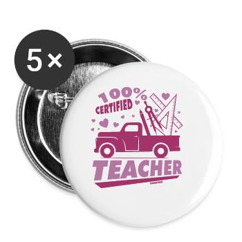 100% Certified Teacher - Buttons klein 25 mm (5er Pack) - Weiß - Vorne