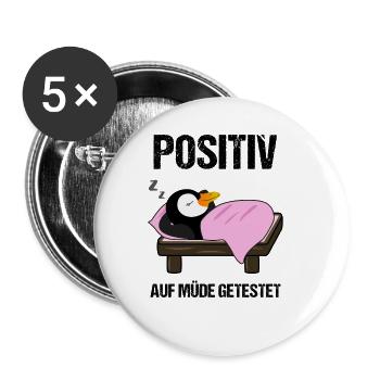 Schlafender Pinguin Lustiger Spruch Geschenk - Buttons klein 25 mm (5er Pack) - Weiß - Vorne