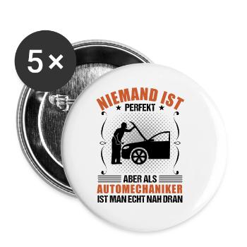 Automechaniker Beruf Lustiger Spruch Geschenk - Buttons klein 25 mm (5er Pack) - Weiß - Vorne