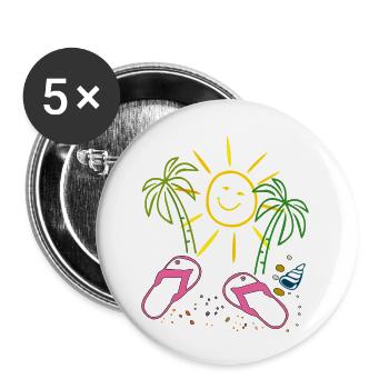 Urlaub, Palmen, Strand - Buttons klein 25 mm (5er Pack) - Weiß - Vorne