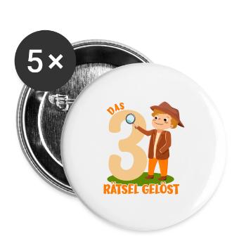 Kleiner Detektiv 3. Geburtstag Jungen Geschenk - Buttons klein 25 mm (5er Pack) - Weiß - Vorne