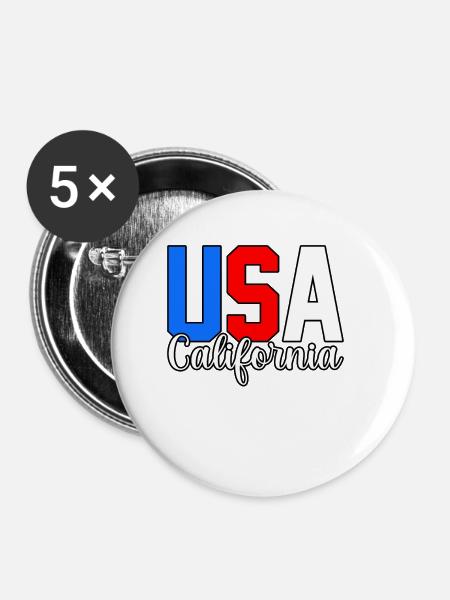 Usa Kalifornien Geschenk - Buttons klein 25 mm (5er Pack) - Weiß