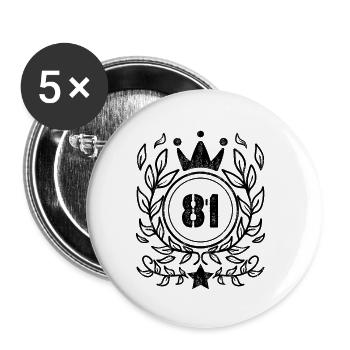 81 - Jahrgang Jahr Geburtsjahr 1981 - Buttons klein 25 mm (5er Pack) - Weiß - Vorne