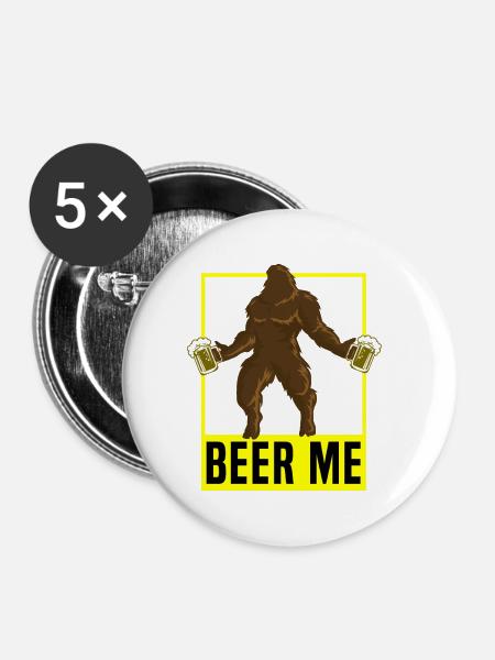 Bier mich - Buttons klein 25 mm (5er Pack) - Weiß