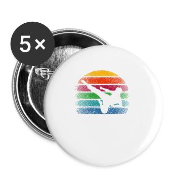Karaté Retro Sunset 80s Style Combat - Lot de 5 petits badges (25 mm) - blanc - Devant