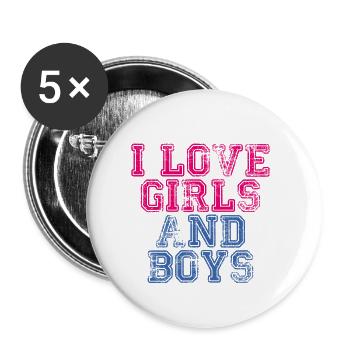 I Love Girls And Boys - Buttons small 1''/25 mm (5-pack) - white - Front