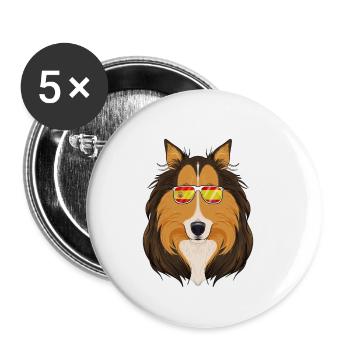 Collie I Spain Sunglasses I Spanish Flag - Buttons klein 25 mm (5er Pack) - Weiß - Vorne