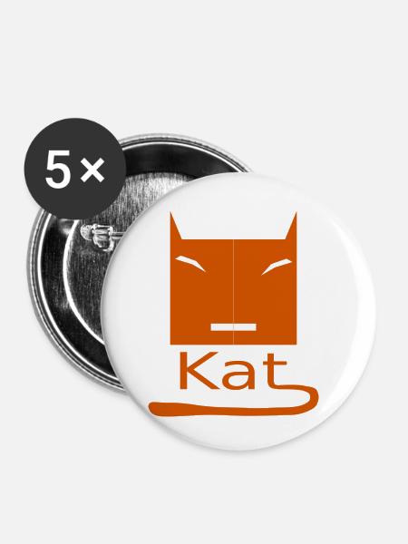 Kat Gesicht 22 - Buttons klein 25 mm (5er Pack) - Weiß