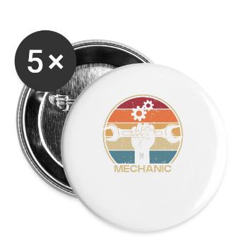 Automechaniker Mechatroniker Autoschrauber Kfz - Buttons klein 25 mm (5er Pack) - Weiß - Vorne