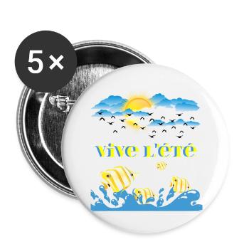 Vive l été - Lot de 5 petits badges (25 mm) - blanc - Devant