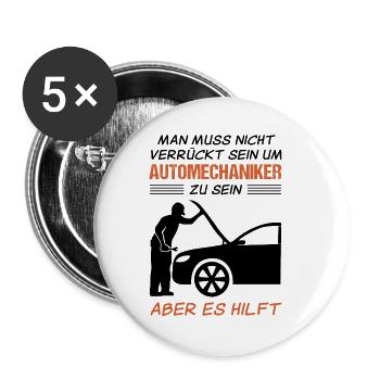 Automechaniker Beruf Lustiger Spruch Geschenk - Buttons klein 25 mm (5er Pack) - Weiß - Vorne
