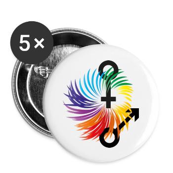 gender rols - Buttons klein 25 mm (5er Pack) - Weiß - Vorne