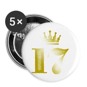 17 Chiffre Couronne Or - Lot de 5 petits badges (25 mm) - blanc - Devant