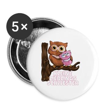 Hibou Naissance Bébé Petite Sœur Préférée - Lot de 5 petits badges (25 mm) - blanc - Devant