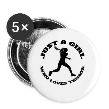 Tennis Mädchen Tennisverein Tennisspielerin Frau - Buttons klein 25 mm (5er Pack) - Weiß - Vorne