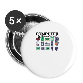 Computer Whisperer - analyste de données - Lot de 5 petits badges (25 mm) - blanc - Devant