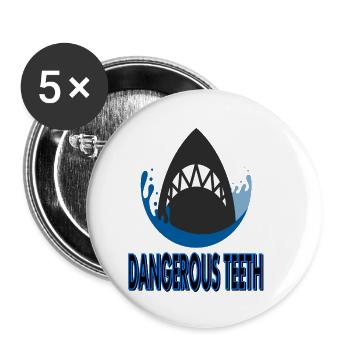 gefährliche Zähne von Hai Fisch Meer Geschenkidee - Buttons klein 25 mm (5er Pack) - Weiß - Vorne
