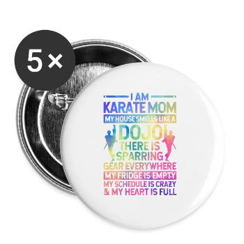 Ich bin eine Karate-Mutter Japanische Mutter Kampf - Buttons klein 25 mm (5er Pack) - Weiß - Vorne
