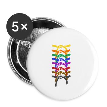 Karate Gürtel Japanische Kampfsportarten Kampf - Buttons klein 25 mm (5er Pack) - Weiß - Vorne